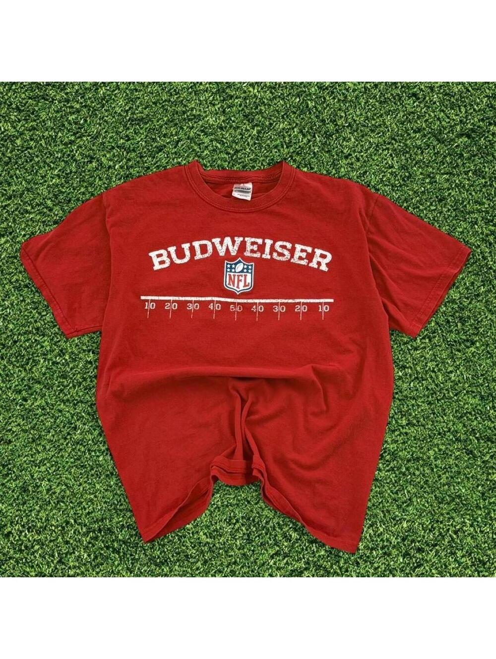 Vintage Budweiser NFL Boxy Red T-Shirt Size L